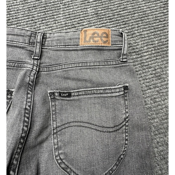 Lee Flare Jeans Womens 6S Gray Medium Wash Raw Hem Fringe‎ Stretch Denim 26x31 - Picture 8 of 8